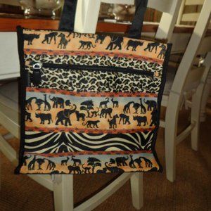 NWOT ALFAGEAR African Print Tote Bag Double-Handled Zip/Velcro Closure Pouches